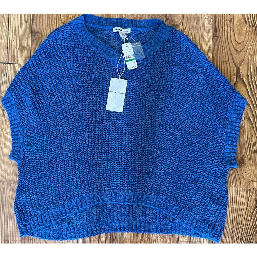 Tommy Bahama Women's Marlina Blue Tape Yarn V Neck Sweater Top Size L NWT $125 - Picture 9 of 12